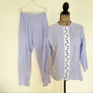 NWOT Carole Hochman New York 100% Cotton Gingham Plaid Lilac Pajama Set